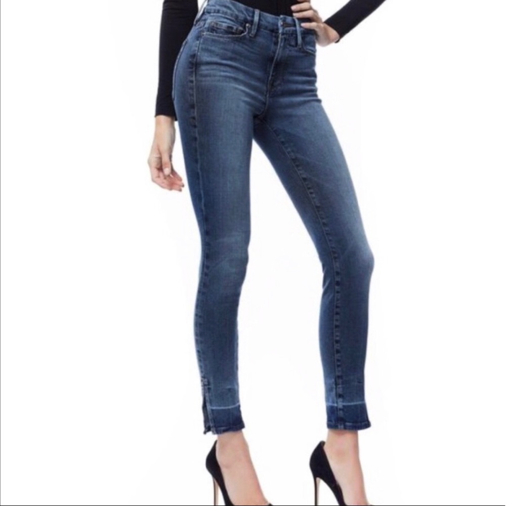 GOOD AMERICAN Good Waist Side Slit Skinny Jeans